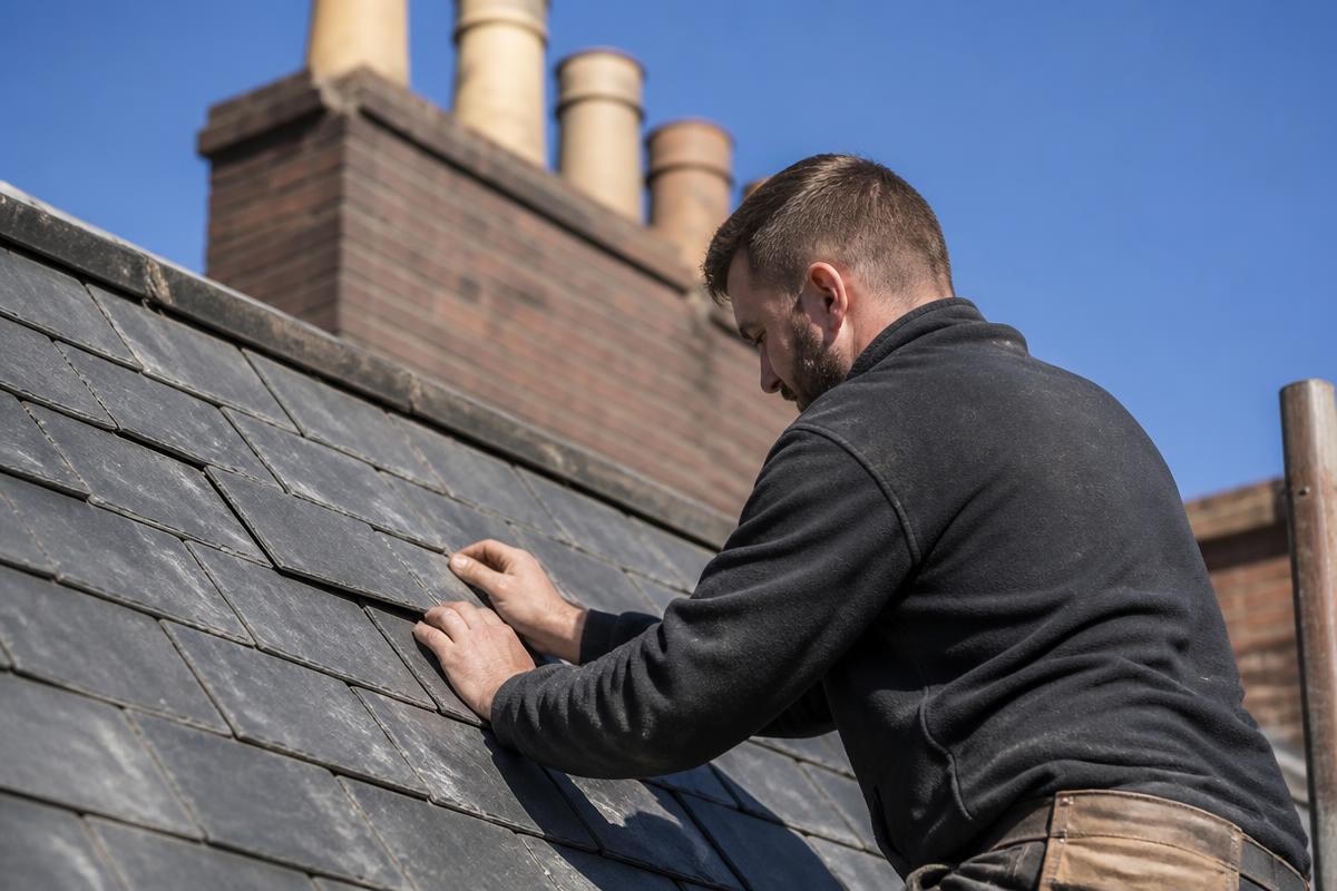 UK roofer at work